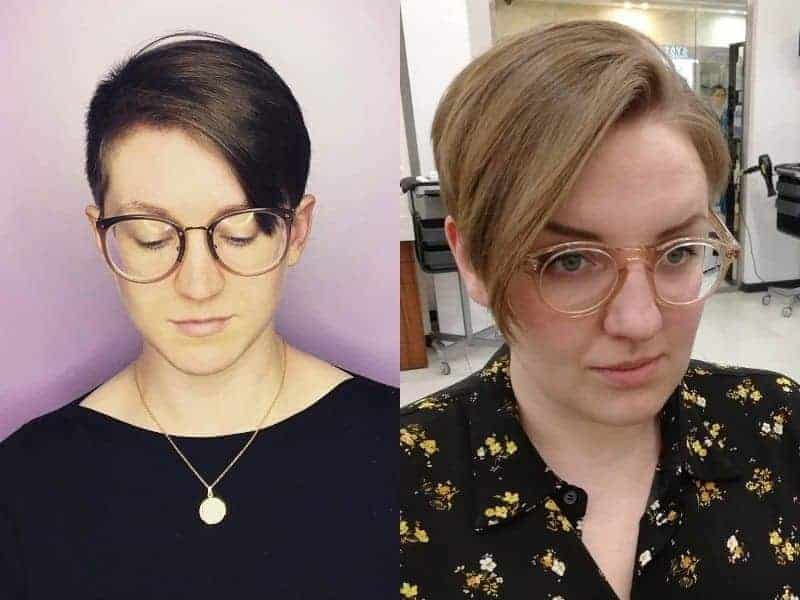 pixie haircut with glasses