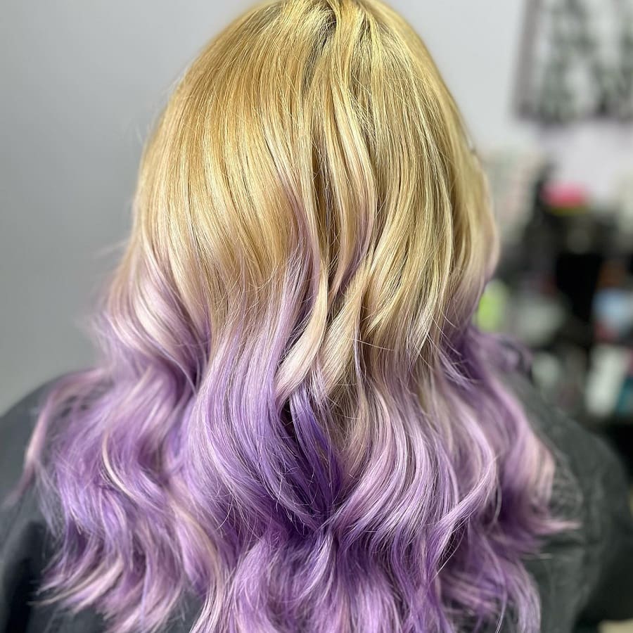 blonde to pastel purple balayage hair