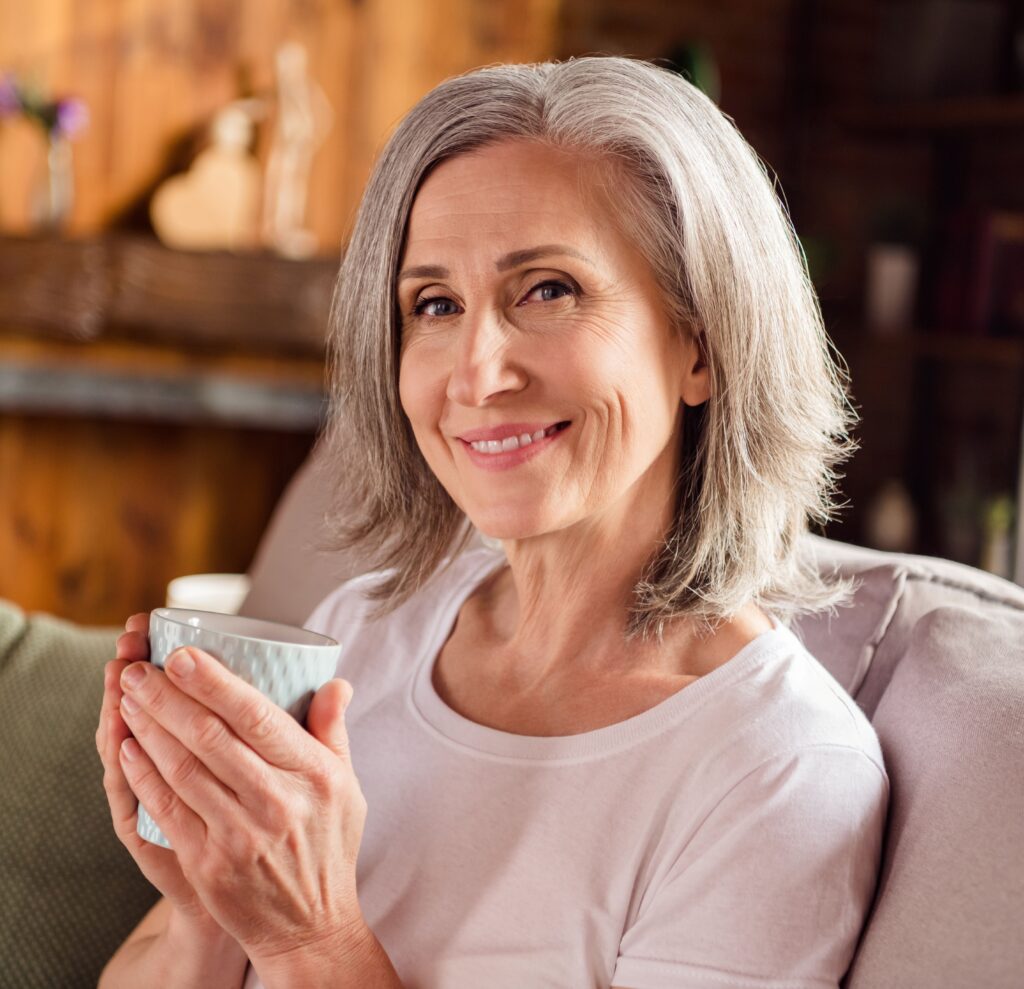 older woman above 60 with bob hair