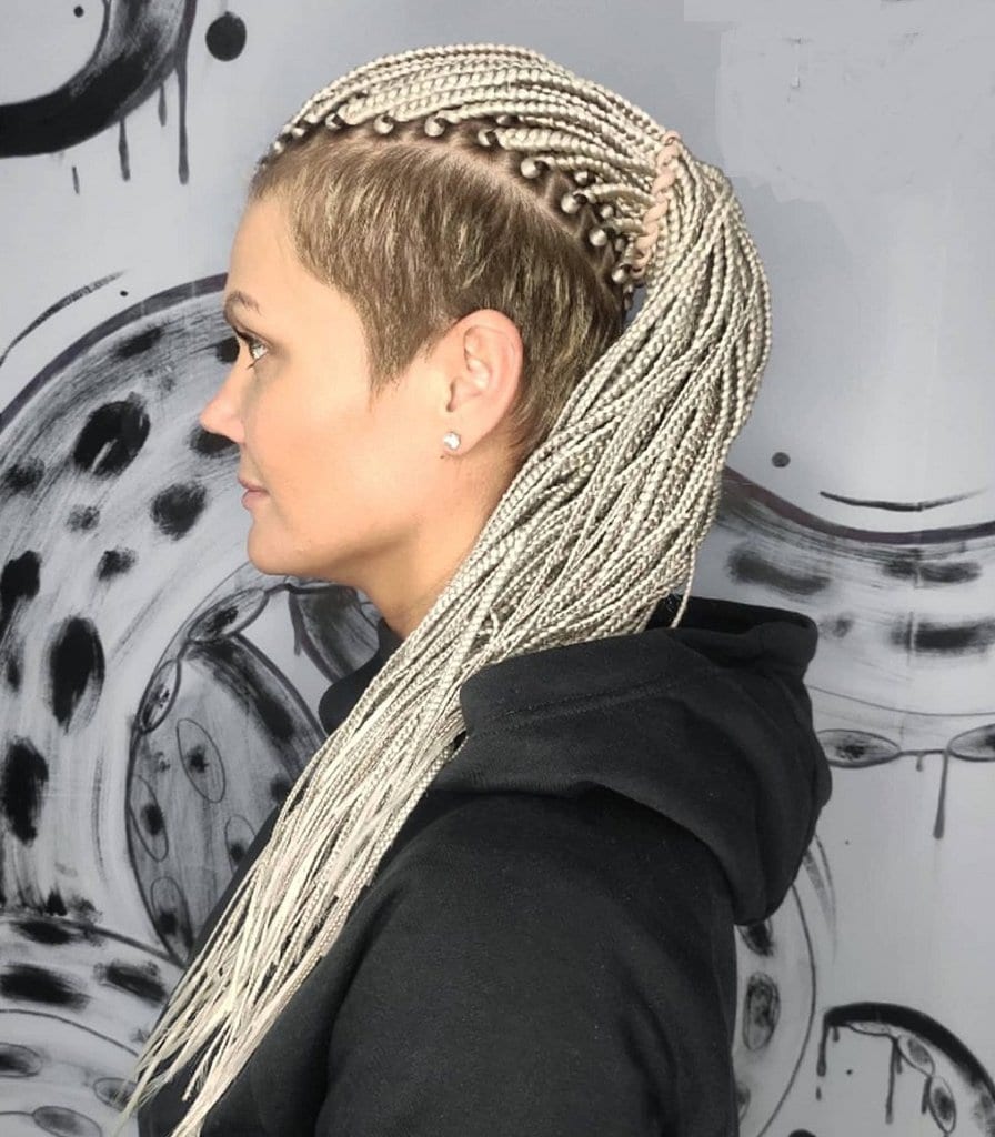 white braids with shaved side